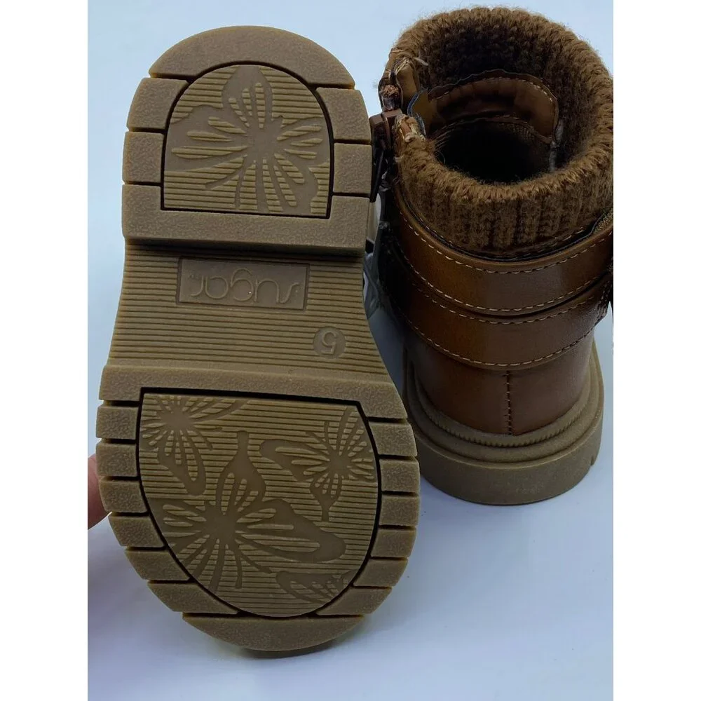 New Sugar Toddler Girls Lil Natalie Zipper Closure Boots - Carmel - Size 5